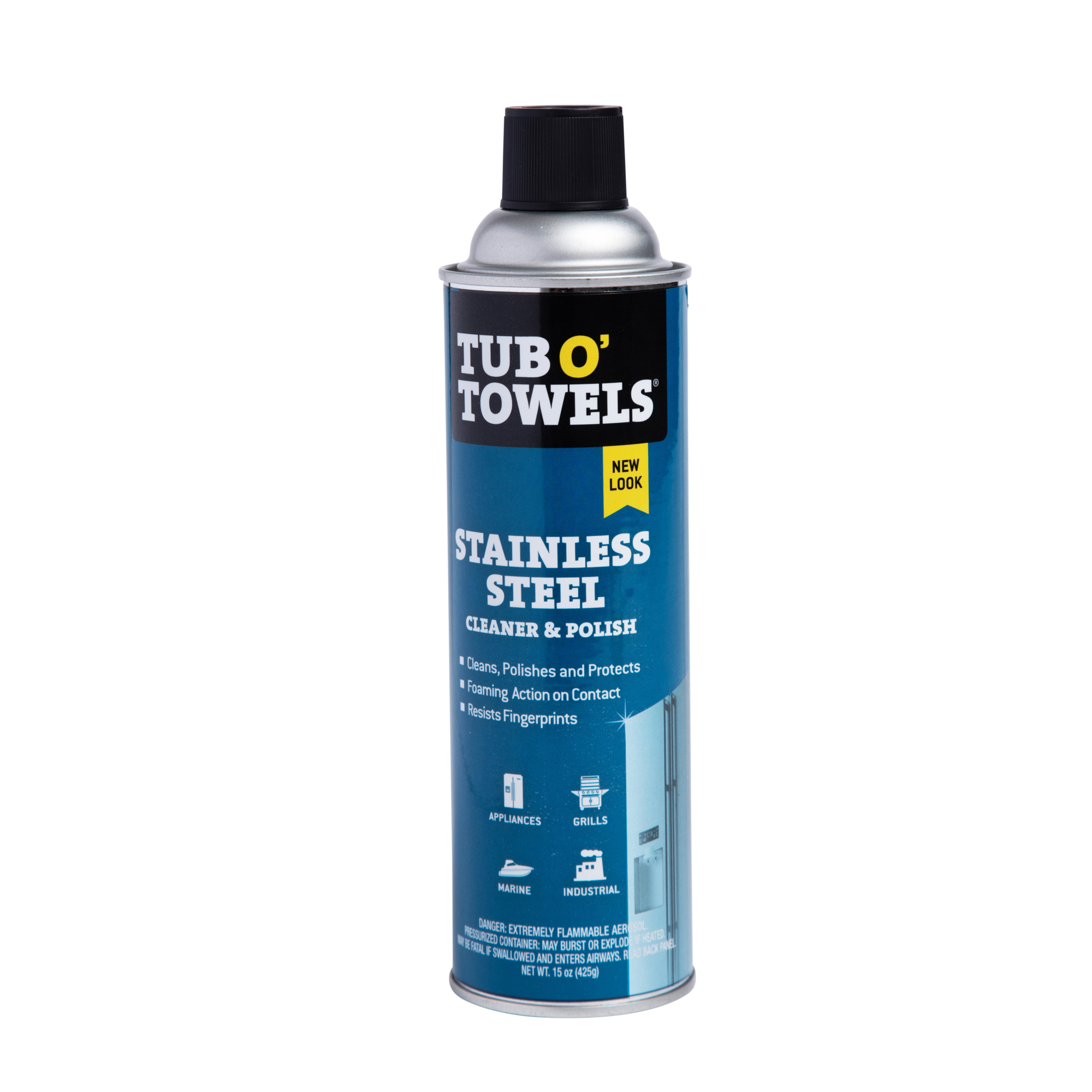Tub O' Towels, Stainless Steel Polish, 15 oz. Aerosol Can, Ounces 15 oz, Scent Type N/A, Model# SC16